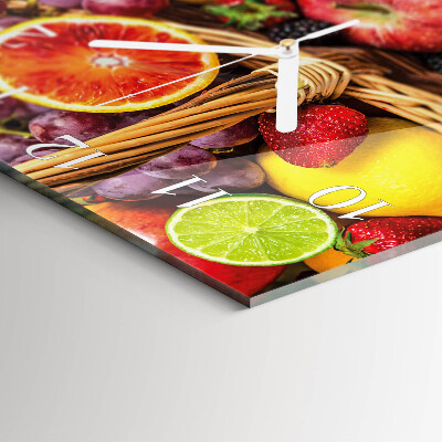 Decoratieve glazen klok vierkant Fruit