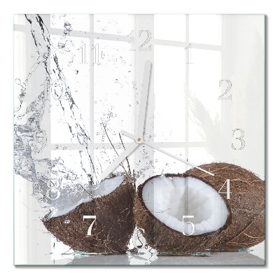 Moderne wandklok glas vierkant Kokosnoten