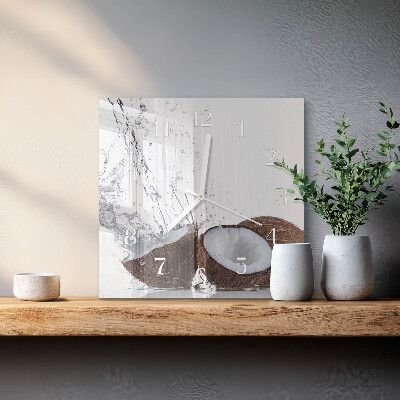 Moderne wandklok glas vierkant Kokosnoten