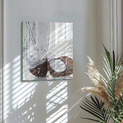 Moderne wandklok glas vierkant Kokosnoten
