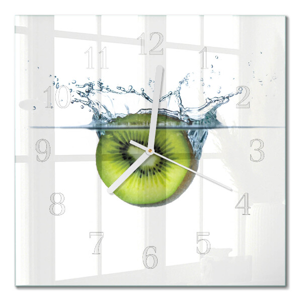 Vierkante glas klok Kiwi
