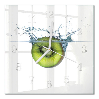 Vierkante glas klok Kiwi