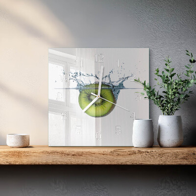 Vierkante glas klok Kiwi