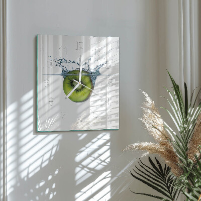 Vierkante glas klok Kiwi