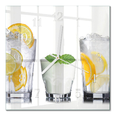 Vierkante glazen wandklok Citrus