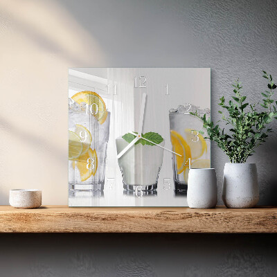 Vierkante glazen wandklok Citrus