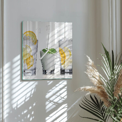 Vierkante glazen wandklok Citrus