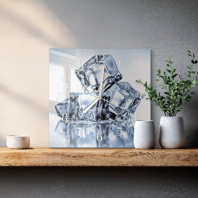 Vierkante glazen wandklok Ijs