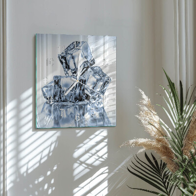 Vierkante glazen wandklok Ijs