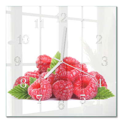 Moderne wandklok glas vierkant Frambozen
