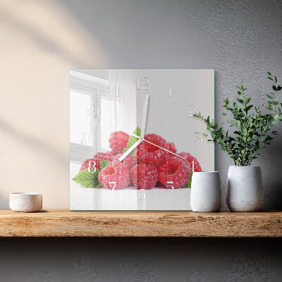 Moderne wandklok glas vierkant Frambozen