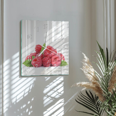 Moderne wandklok glas vierkant Frambozen