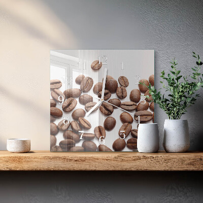 Vierkante glas klok Koffiebonen