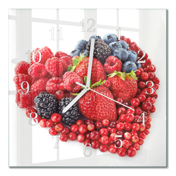 Moderne wandklok glas vierkant Fruit