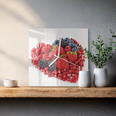 Moderne wandklok glas vierkant Fruit