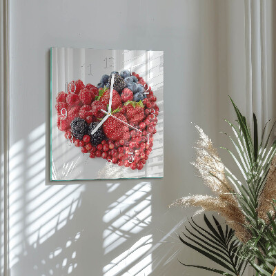 Moderne wandklok glas vierkant Fruit