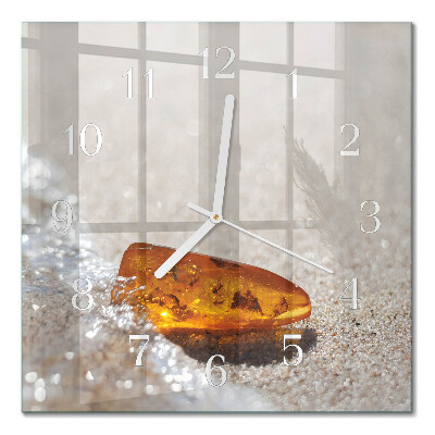 Vierkante glas klok Amber