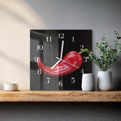 Moderne wandklok glas vierkant Chilipepers