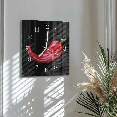 Moderne wandklok glas vierkant Chilipepers