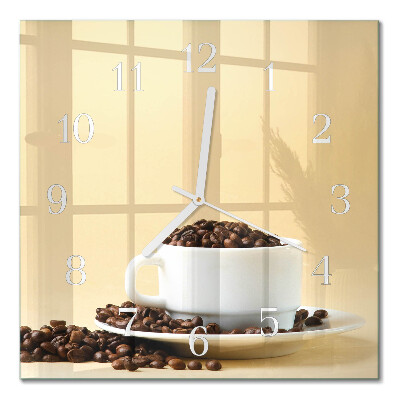 Vierkante glazen wandklok Koffie