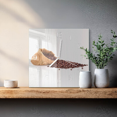 Decoratieve glazen klok vierkant Koffiebonen