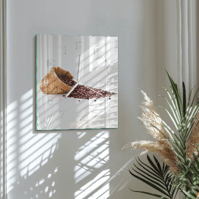 Decoratieve glazen klok vierkant Koffiebonen