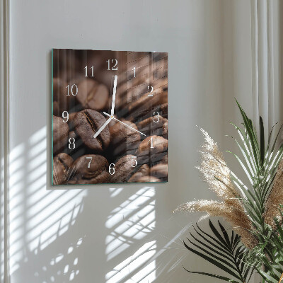 Moderne wandklok glas vierkant Koffiebonen