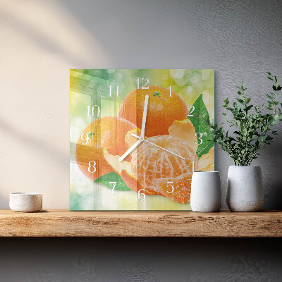 Vierkante glas klok Sinaasappels