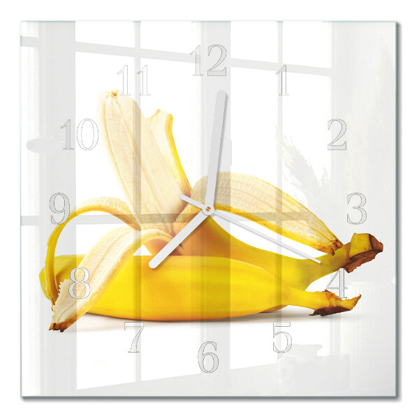 Vierkante glazen klok Bananen