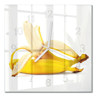 Vierkante glazen klok Bananen