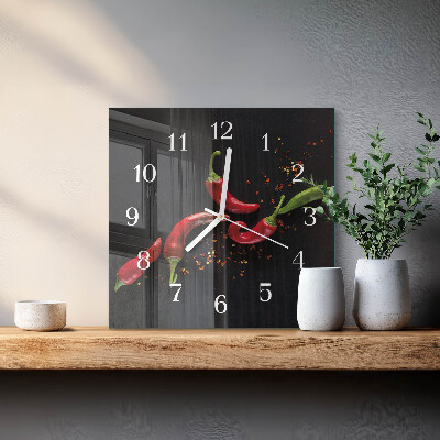 Moderne wandklok glas vierkant Chilipepers