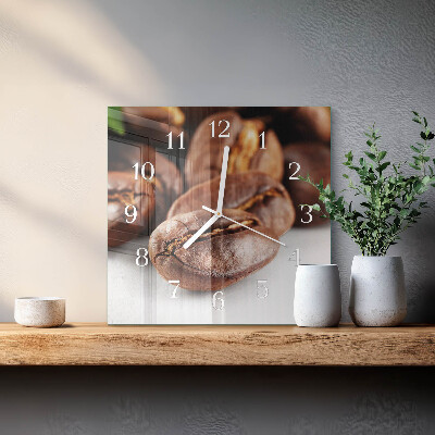 Moderne wandklok glas vierkant Koffiebonen