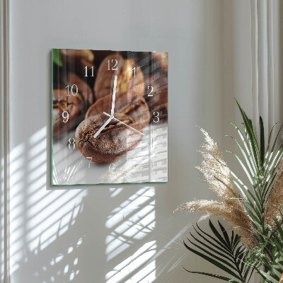Moderne wandklok glas vierkant Koffiebonen