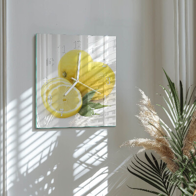 Vierkante glas klok Citroenen
