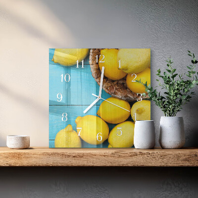 Decoratieve glazen klok vierkant Citroenen