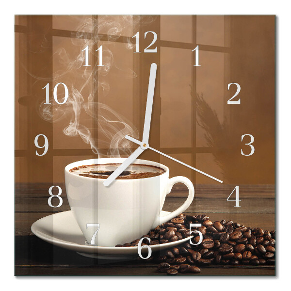 Vierkante glazen klok Koffie