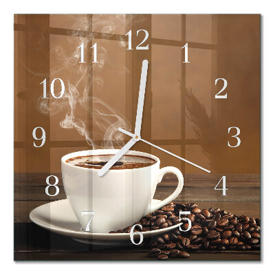 Vierkante glazen klok Koffie