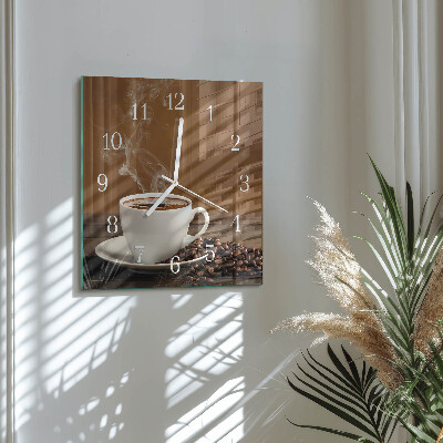 Vierkante glazen klok Koffie