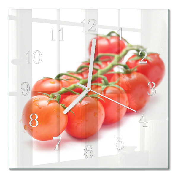 Vierkante glazen wandklok Tomaten
