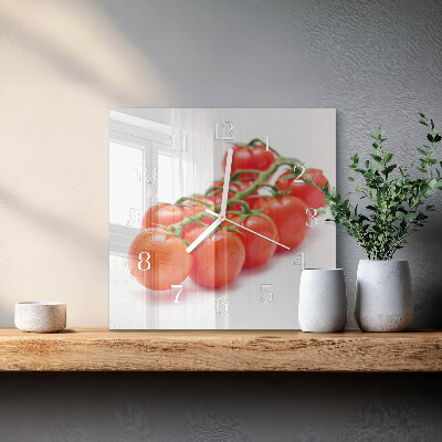 Vierkante glazen wandklok Tomaten