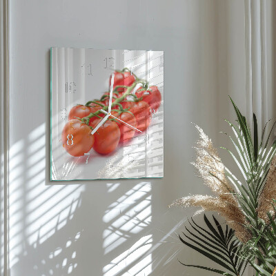 Vierkante glazen wandklok Tomaten