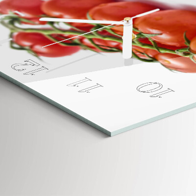 Vierkante glazen wandklok Tomaten