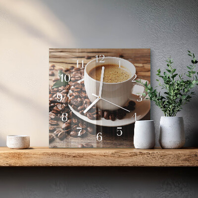Vierkante glas klok Koffie