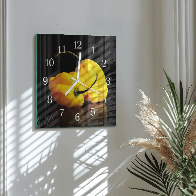 Decoratieve glazen klok vierkant Peper
