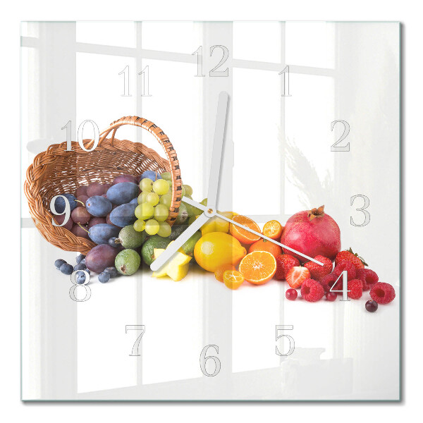 Moderne wandklok glas vierkant Fruit