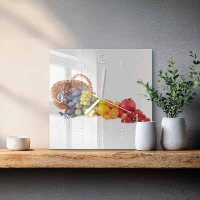 Moderne wandklok glas vierkant Fruit