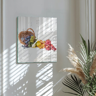 Moderne wandklok glas vierkant Fruit