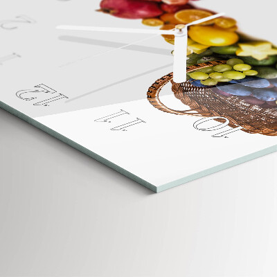 Moderne wandklok glas vierkant Fruit