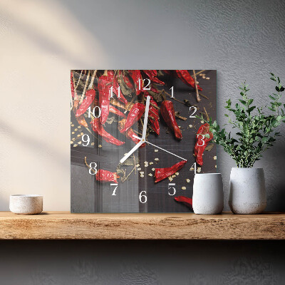 Moderne wandklok glas vierkant Chilipepers