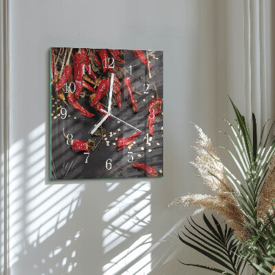 Moderne wandklok glas vierkant Chilipepers